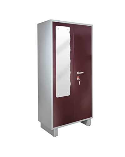 2 Door Steel Almirah with Decorative Mirror - Maroon