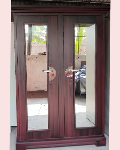 Raja Rani 2 Door Steel Almirah with Twin Mirrors - Rosewood