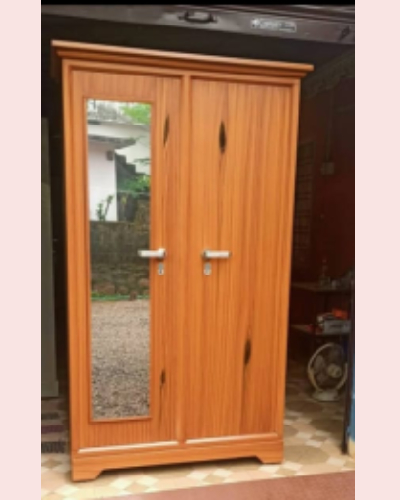 Raja Rani 2 Door Steel Almirah with Mirror - Teak Finish