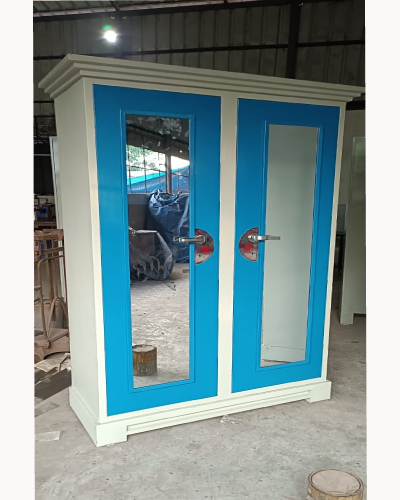 Raja Rani 2 Door Almirah with Twin Mirrors - Blue & White