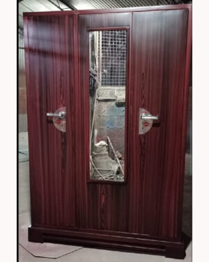 JJWARDROBES- 3 Door Steel Almirah with Mirror